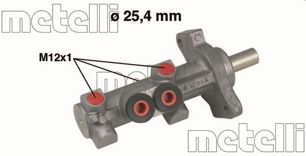 Metelli 050618 Циліндр гальмівний (головний) MB M-class (W163) 98- (d=25.4mm) Alu