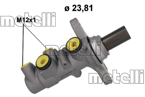 Metelli 051212 Циліндр гальмівний (головний) Audi A3/Seat Leon/Skoda Octavia/VW Golf 12- (d=23.81mm)