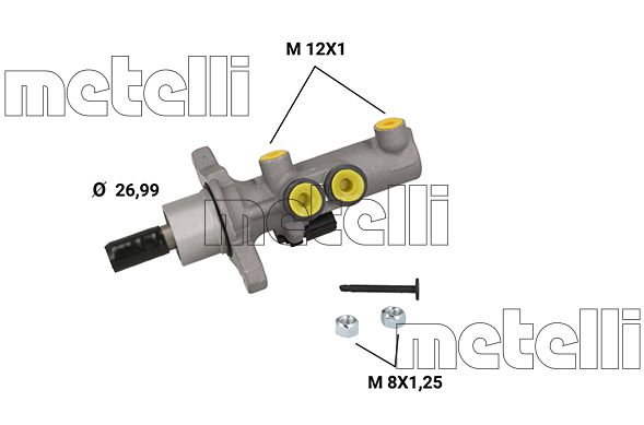 Metelli 051277 Циліндр гальмівний (головний) VW T6 2.0 TDI 15-24 (d=26.99mm) Alu