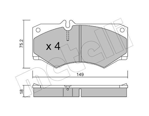 Metelli 2200140 Колодки гальмівні (передні) MB 207-613D 70-96/G-class (W460/W461/W463) 79-/VW LT 78-