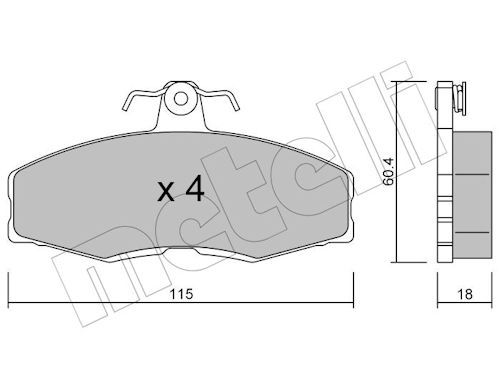 Metelli 2200390 Колодки гальмівні (передні) Ford Sierra 82-86/Skoda Favorit 89-97