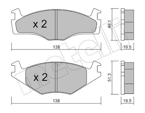 Metelli 2200451 Колодки гальмівні (передні) Seat Cordoba/Ibiza 93-02/VW Caddy 82-92/Golf 82-99/Passa