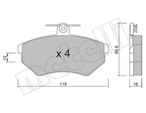 Metelli 2200500 Колодки гальмівні (передні) Seat Cordoba/Ibiza/Toledo 93-02/VW Golf/Passat B2-B4 83-