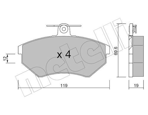 Metelli 2200502 Колодки гальмівні (передні) Seat Ibiza/Cordoba/VW Caddy 95-04/Golf/Passat 88-99/Cher
