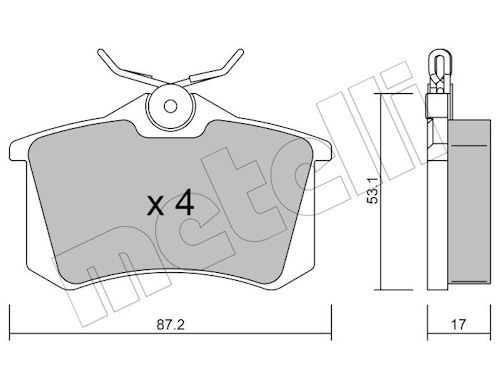 Metelli 2201001 Колодки гальмівні (задні) VW Caddy 04-15/Golf 97-16/Passat B5 96-05/Skoda Fabia/Citr