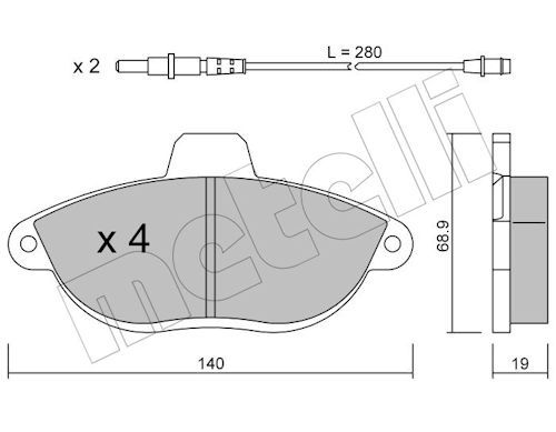 Metelli 2201050 Колодки гальмівні (передні) Fiat Scudo/Peugeot Expert 96- (з датчиком)