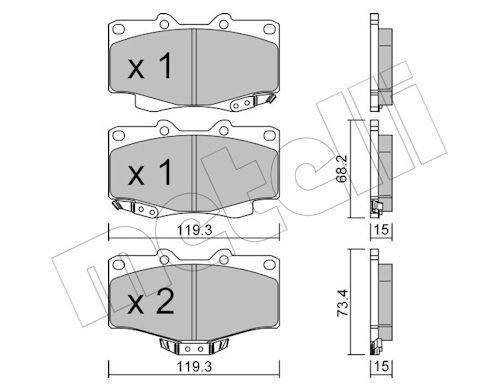 Metelli 2201290 Колодки гальмівні (передні) Toyota Land Cruiser 90-02