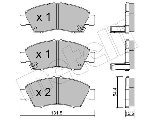 Metelli 2201380 Колодки гальмівні (передні) Honda Civic V/VI 91-01/VIII 10-12/Jazz 02-