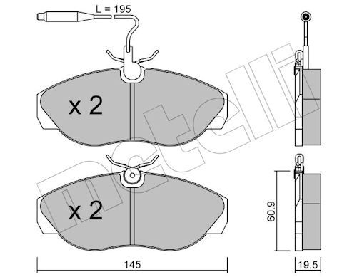 Metelli 2201540 Колодки гальмівні (передні) Citroen Jumper/Fiat Ducato/Peugeot Boxer 94-02 (+датчики