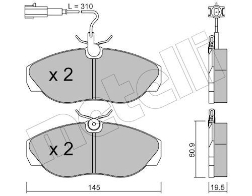 Metelli 2201541 Колодки гальмівні (передні) Citroen Jumper/Fiat Ducato/Peugeot Boxer 94-02 (+датчики