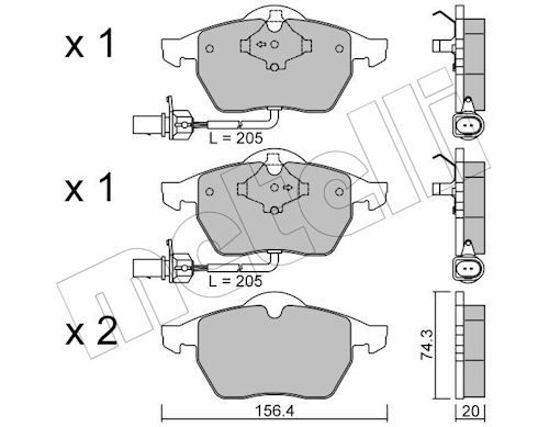 Metelli 2201813 Колодки гальмівні (передні) Audi A6 97-05 (з датчиком)