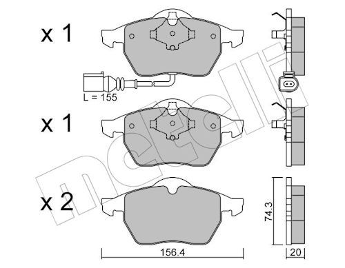 Metelli 2201814 Колодки гальмівні (передні) Audi A3/TT/Seat Leon/Skoda Octavia/VW Golf 96-10/Polo 05