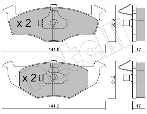 Metelli 2202060 Колодки гальмівні (передні) Seat Cordoba/Ibiza 02-09/Skoda Fabia 99-08/VW Polo 94-12