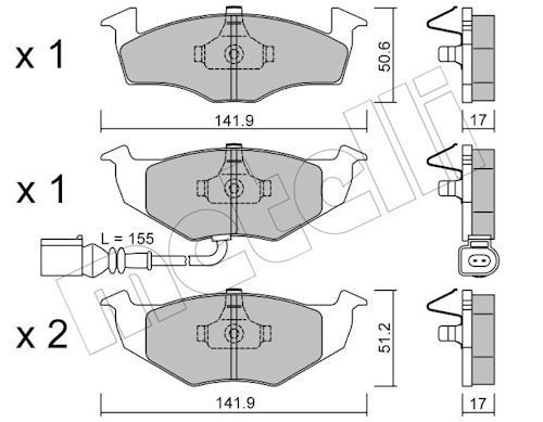 Metelli 2202063 Колодки гальмівні (передні) Skoda Fabia 99-14/Roomster 07-15/VW Polo III 01-12 (+дат