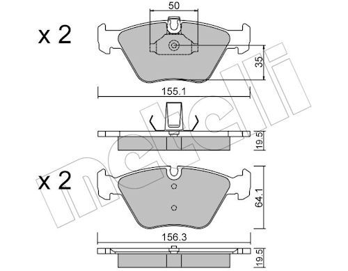 Metelli 2202070 Колодки гальмівні (передні) BMW 5 (E39) 96-04/3 (E46) 00-06