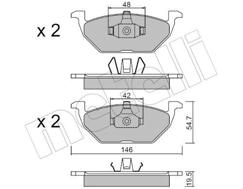 Metelli 2202111 Колодки гальмівні (передні) Audi A3/Seat Toledo 96-04/Skoda Octavia 96-07/VW Golf 97