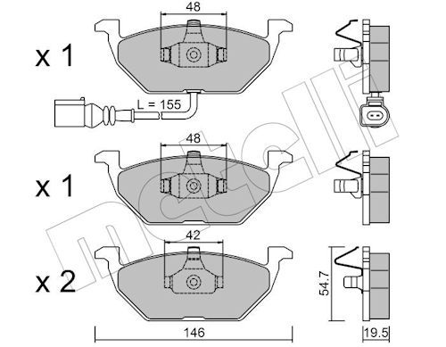 Metelli 2202112 Колодки гальмівні (передні) Audi A3/Skoda Octavia 96-13/Fabia 99-/VW Caddy/Golf 96-1