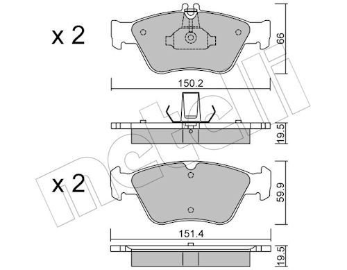 Metelli 2202190 Колодки гальмівні (передні) MB C-class (W202/S202)/E-class (W210/S210)/CLK-class (C2