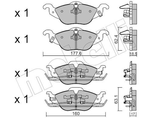 Metelli 2202570 Колодки гальмівні (передні) Opel Astra G 98-09/Chevrolet Corsa 94-02