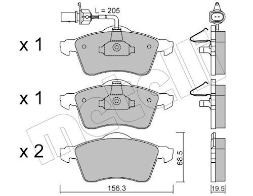 Metelli 2202631 Колодки гальмівні (передні) VW T4 90-03 R15 (+датчик)
