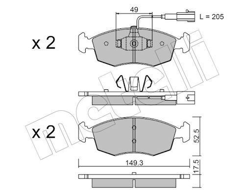 Metelli 2202744 Колодки гальмівні (передні) Fiat 500/Punto 05-