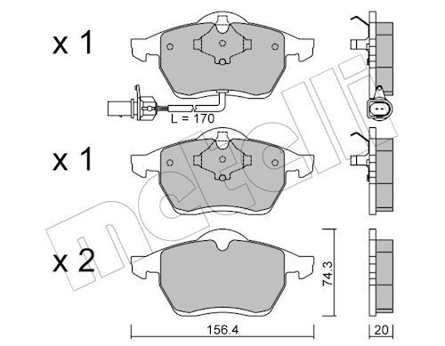 Metelli 2202791 Колодки гальмівні (передні) Ford Galaxy 95-06/Seat Alhambra/VW Sharan 95-10 (+датчик
