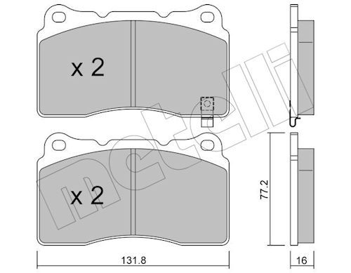 Metelli 2202885 Колодки гальмівні (передні) Opel Insignia 08-17/Astra J/Tesla S/X/VW Golf VII 12-/Re