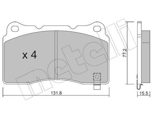 Metelli 2202888 Колодки гальмівні (передні) Tesla Model S/X 13-(Brembo)