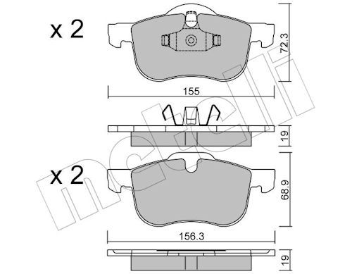 Metelli 2203090 Колодки гальмівні (передні) Volvo S60 00-10/S70 97-00/S80 98-06/V70 95-06/XC70 Cross
