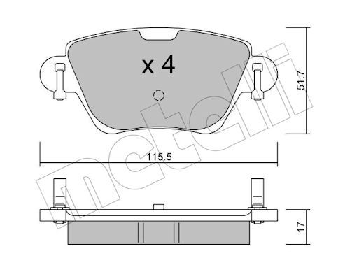 Metelli 2203190 Колодки гальмівні (задні) Renault Kangoo 01-/Nissan Kubistar 03-09