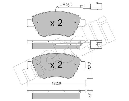 Metelli 2203213 Колодки гальмівні (передні) Citroen Nemo 10-/Peugeot Bipper/Fiat 500/500C 08-/Punto