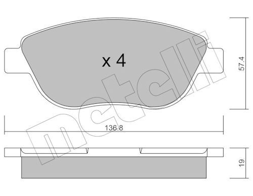 Metelli 2203221 Колодки гальмівні (передні) Citroen C3/C4 02-/Berlingo/Peugeot 307 98-11/Partner 01-