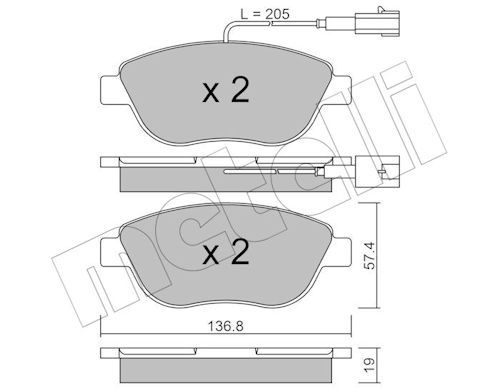 Metelli 2203223 Колодки гальмівні (передні) Fiat Doblo/Qubo 10-/Punto/500C 08-/Opel Combo 12- (+датч