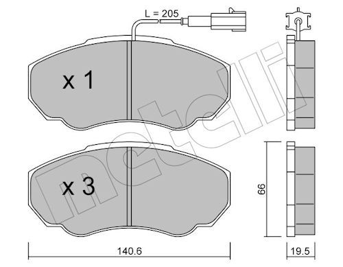 Metelli 2203250 Колодки гальмівні (передні) Citroen Jumper/Fiat Ducato/Peugeot Boxer 94- R15(з датчи