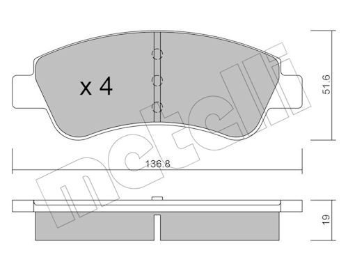 Metelli 2203270 Колодки гальмівні (передні) Citroen C2/C4 04-/C3 09-/Berlingo/Peugeot 206/307 96-/20