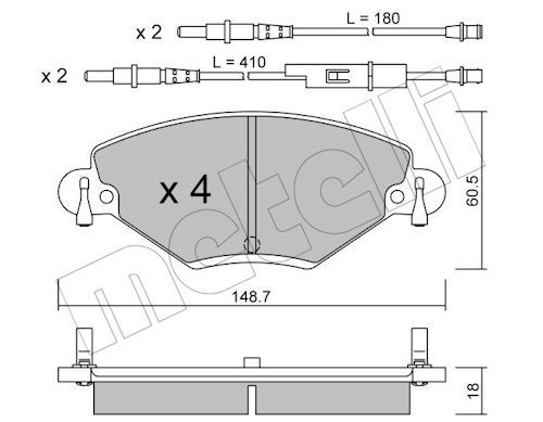 Metelli 2203310 Колодки гальмівні (передні) Citroen C5 01- (з датчиком)