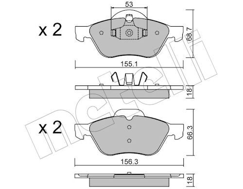Metelli 2203350 Колодки гальмівні (передні) Renault Laguna II/III 01-15/Megane II 03-/Wind 10-