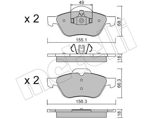 Metelli 2203351 Колодки гальмівні (передні) Renault Clio III 06-14/Megane II 02-/Scenic II 03-
