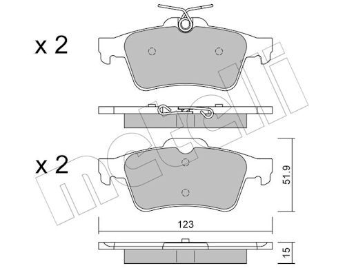 Metelli 2203373 Колодки гальмівні (задні) Ford Connect 13-/Kuga/C-Max/Focus/Volvo V40 12-