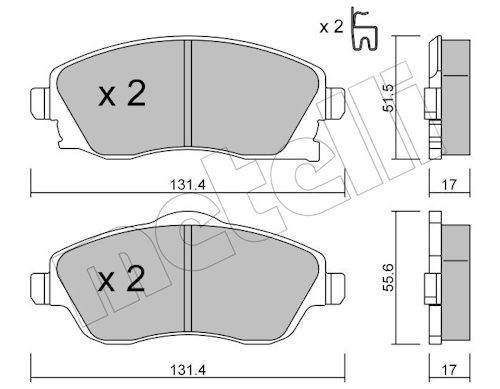 Metelli 2203400 Колодки гальмівні (передні) Opel Combo 01-/Corsa C 00-09/Meriva A 03-10/Tigra 04-10