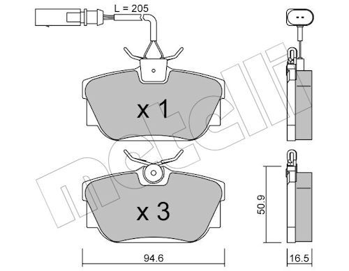 Metelli 2203461 Колодки гальмівні (задні) VW T4 90-03 R15 (+датчик)