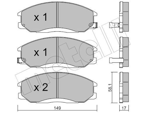 Metelli 2203640 Колодки гальмівні (передні) Hyundai Santa Fe/Trajet 00-12/Ssangyong Actyon/Kyron 05-