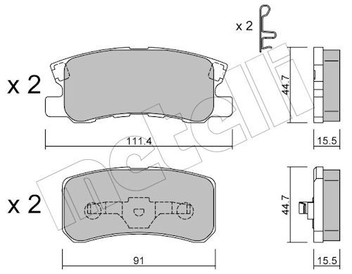 Metelli 2204000 Колодки гальмівні (задні) Citroen C4/Peugeot 4008 12-/Dodge/Jeep/Mitsubishi Outlande