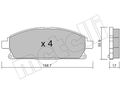 Metelli 2204060 Колодки гальмівні (передні) Nissan X-Trail 01-13