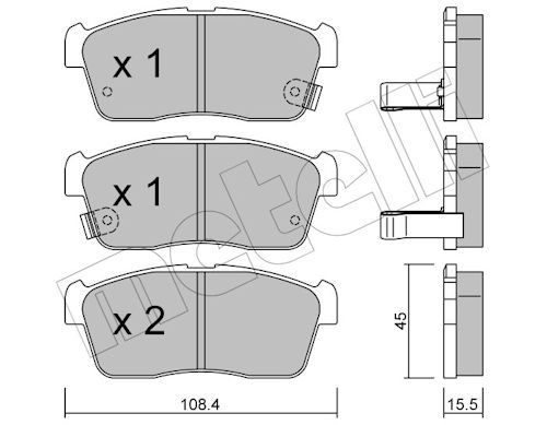 Metelli 2204150 Колодки гальмівні (передні) Chevrolet Cruze 00-08/Subaru Justy 07-/Suzuki Ignis 00-/