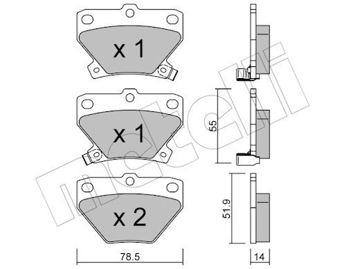 Metelli 2204240 Колодки гальмівні (задні) Toyota Corolla 01-08/Prius 00-09/Yaris/Celica 99-05