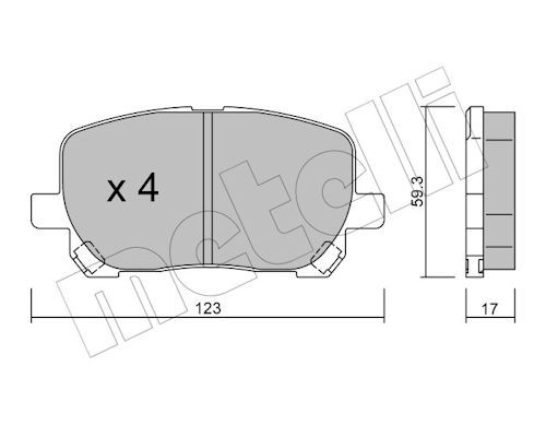 Metelli 2204270 Колодки гальмівні (передні) Toyota Avensis Verso 2.0/2.0D 01-09