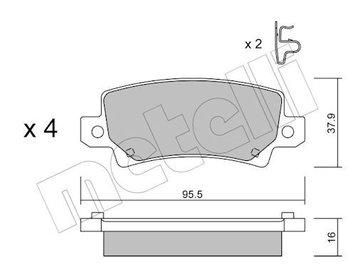 Metelli 2204470 Колодки гальмівні (задні) Toyota Corolla 1.4-2.0D 00-