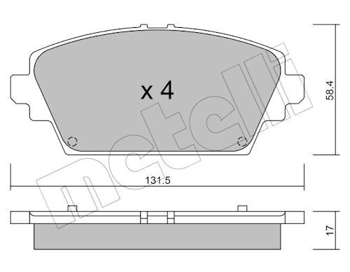 Metelli 2204640 Колодки гальмівні (передні) Nissan Almera II Tino/Primera III 00-08