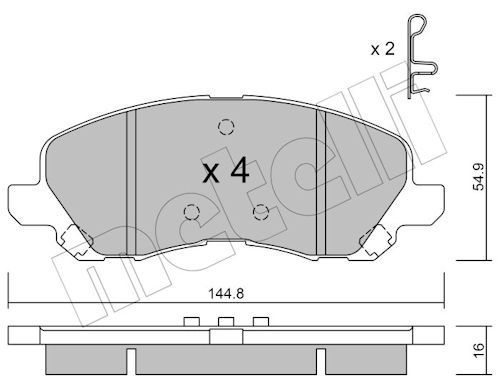 Metelli 2204810 Колодки гальмівні (передні) Citroen C4/Peugeot 4008 12-/Mitsubishi Lancer/Outlander